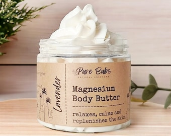 Gepeitschte Magnesium Körperbutter: Natürliche Shea- und Mangobutter