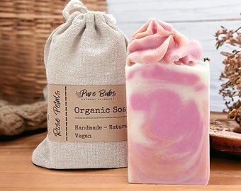Rose Petals Natural Organic Soap, Vegan Soap Bar, Zero Waste Self Care, Handmade Gift Soap