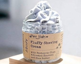 Crème à raser fouettée au charbon actif et au beurre de karité, cadeau pour lui, crème à raser végétalienne, crème entièrement naturelle