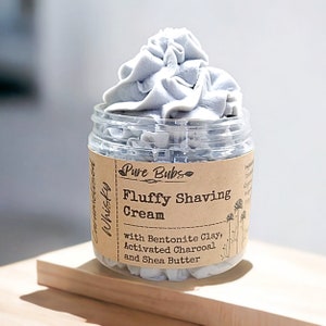 Whipped Shaving Cream with Activated Charcoal and Shea Butter, Gift for Him, Vegan Shaving Cream, All Natural Cream
