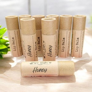 Bálsamo labial natural de miel, cuidado personal orgánico con manteca de cacao, bálsamo labial vegano