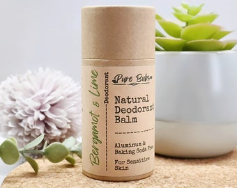 Bergamot-Lime Organic Deodorant, Natural Zero Waste Self Care, Aluminum & Baking Soda Free For Sensitive Skin, Eco Friendly Tube