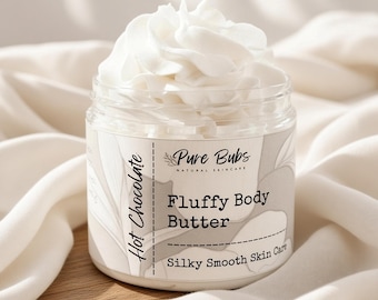Hot Chocolate Fluffy Body Butter with Shea & Mango, Rich Moisturizer for Dry Skin
