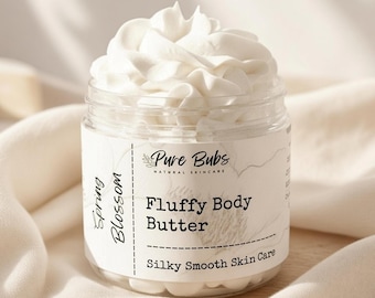 Spring Blossom Fluffy Body Butter with Shea & Mango, Hydrating Moisturizer for Dry Skin