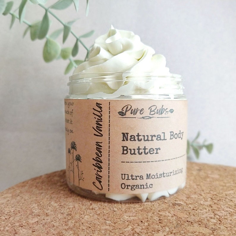 Caraïbische Vanille Biologische Body Butter, Opgeklopte 100% Natuurlijke Body Butter, Vegan Body Butter met Shea, Mango en Cacaoboter afbeelding 5