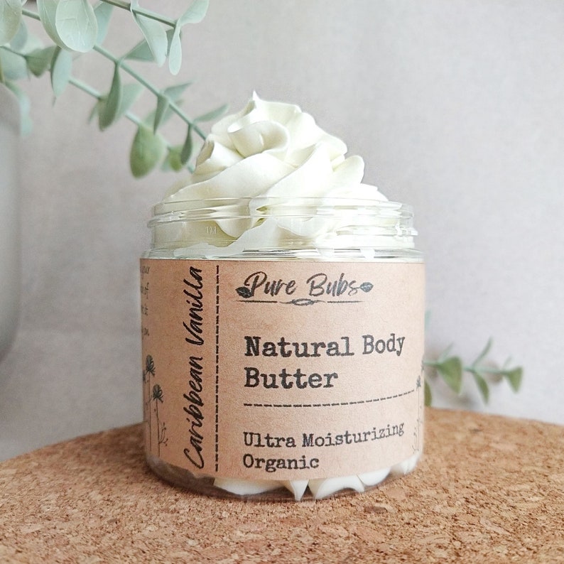 Caraïbische Vanille Biologische Body Butter, Opgeklopte 100% Natuurlijke Body Butter, Vegan Body Butter met Shea, Mango en Cacaoboter afbeelding 3