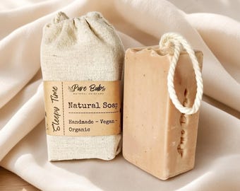 Sleepy Time Soap on a Rope, Vegan Chamomile Bergamot Body Bar