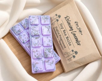 Pastillas de cera de soja con aroma a lavanda, fragancia relajante para el hogar, cubos de cera con aroma intenso.
