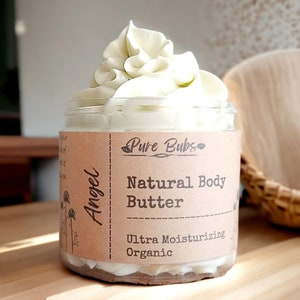 Angel Organic Body Butter, Whipped 100% Natural Body Butter, Vegan Body Butter with Shea, Mango and Cocoa Butter