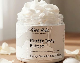 Fluffy Whipped Body Butter with Shea & Mango, Deep Hydration for Dry Skin