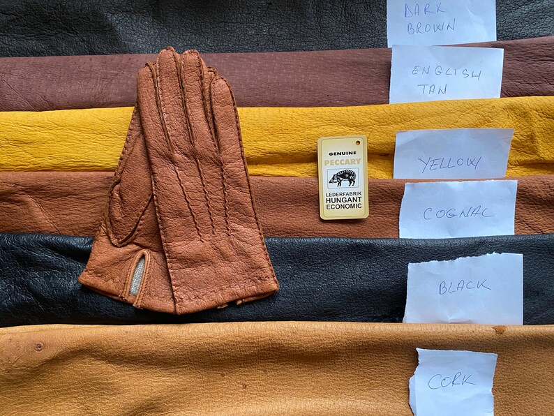 Men Peccary Leather Gloves Handmade Kasmir Lining Etsy