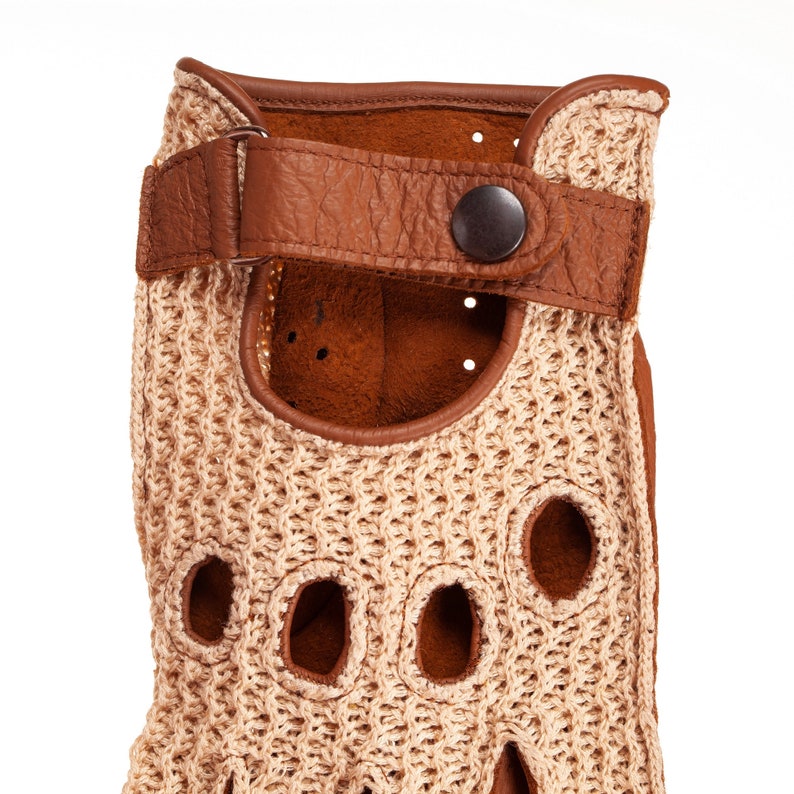 Crochet Driving Leather Gloves handmade men's Etsy
