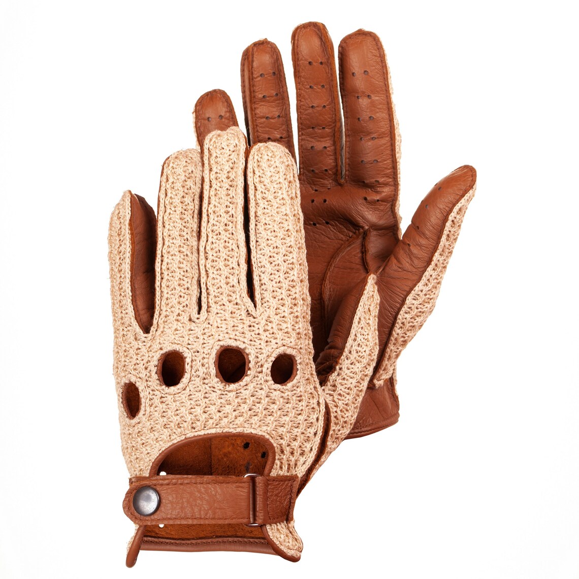 Crochet Driving Leather Gloves handmade men's Etsy