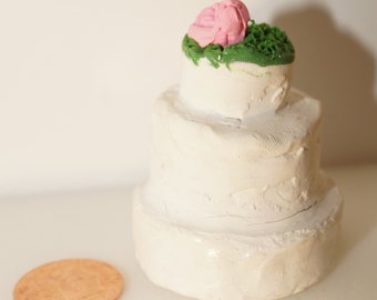 Small Rustic Wedding Cake with Rose Polymer Sculpey