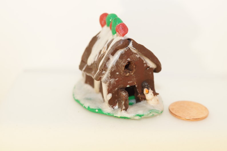 Tiny Winter Gingerbread House Polymer Sculpey image 1