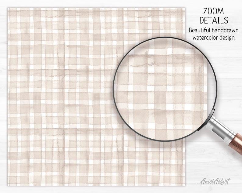 Puede incluir: Un patr&oacute;n sin costuras de cuadrados de acuarela beige y blanco. El patr&oacute;n est&aacute; dibujado a mano y tiene un tacto suave y org&aacute;nico. ZOOM DETAILS Precioso dise&ntilde;o de acuarela dibujado a mano.