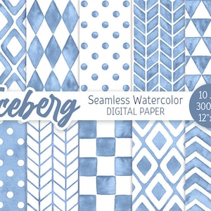 Confezione di carta digitale senza cuciture con motivo geometrico blu Confezione di carta digitale stampabile a pois Sfondo Chevron Rombo azzurro a spina di pesce
