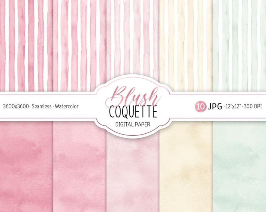 Watercolor Blush Coquette Digital Paper Pack Pink Abstract Seamless ...