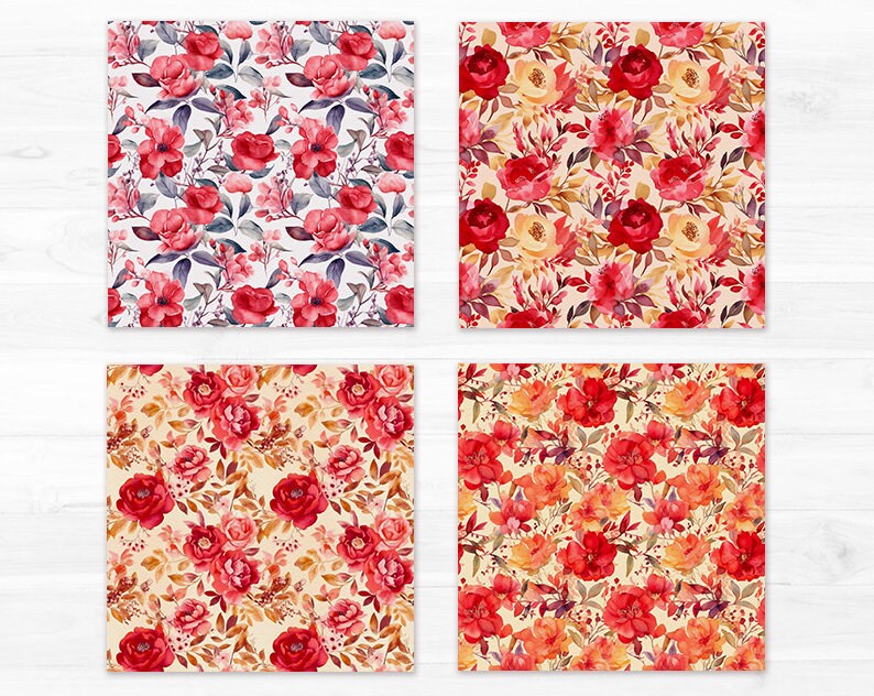 Watercolor Floral Digital Paper Pack Flower Seamless Pattern - Etsy