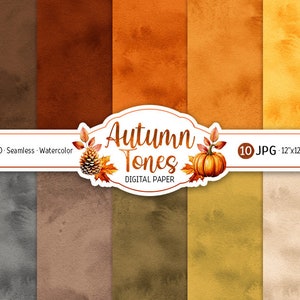Aquarela outono pacote de papel digital aconchegante outono tons sem costura padrão laranja imprimível scrapbooking papel outono fundo camurça textura