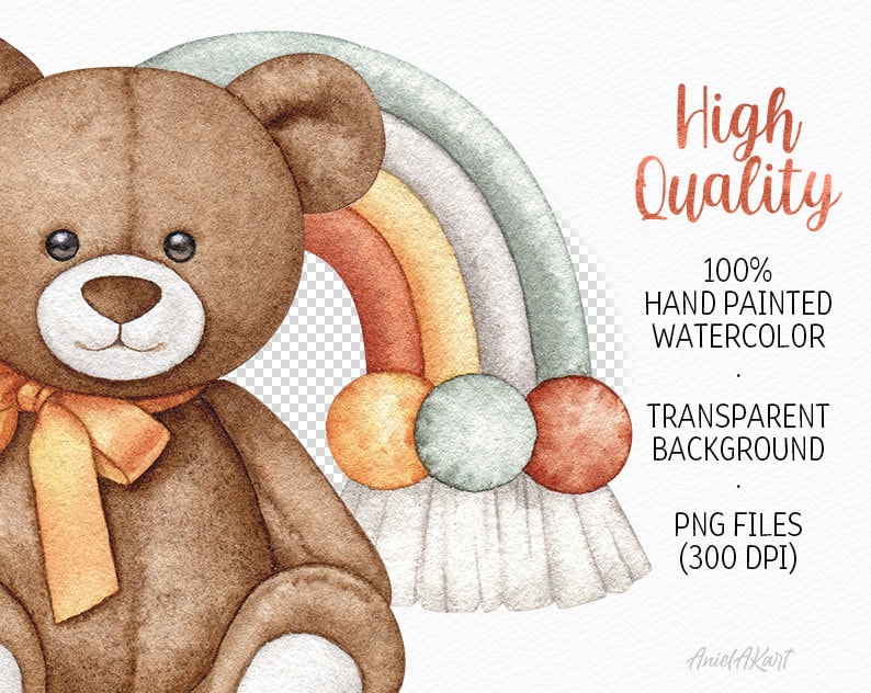 Watercolor Baby Toys Clipart Boho Baby Shower PNG Newborn Clipart ...