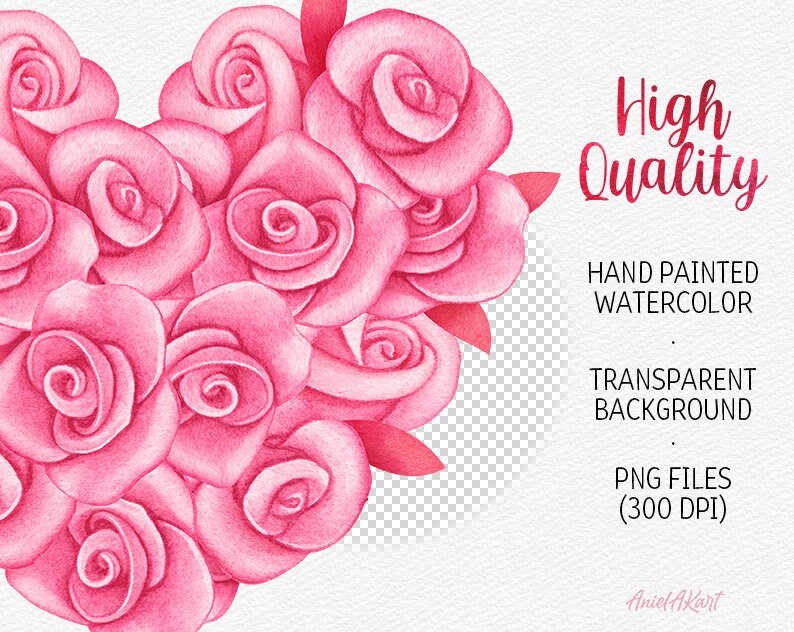 Watercolor Valentine's Day Clipart Valentine PNG Love Clipart ...
