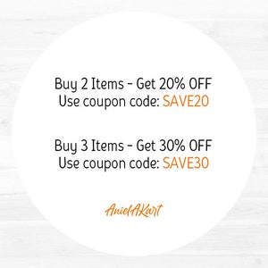 Puede incluir: C&iacute;rculo blanco con texto que dice "Compra 2 art&iacute;culos - Obt&eacute;n 20% de descuento Usa el c&oacute;digo de cup&oacute;n: SAVE20 Compra 3 art&iacute;culos - Obt&eacute;n 30% de descuento Usa el c&oacute;digo de cup&oacute;n: SAVE30 Aniel Akart"