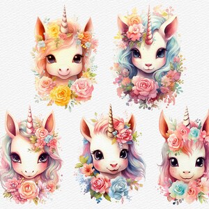 Watercolor Unicorn Clipart Fantasy Clip Art Cute Rainbow Baby Unicorn ...