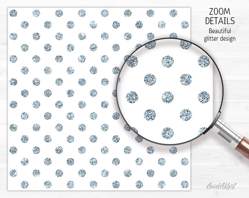 Blue and Silver Glitter Digital Paper Pack Sparkle Seamless Pattern ...