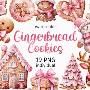 Biscotto di pan di zenzero dell'acquerello PNG Clipart della casa di pan di zenzero rosa Clipart dell'acquerello carino Clipart di Natale accogliente dell'acquerello Download immediato