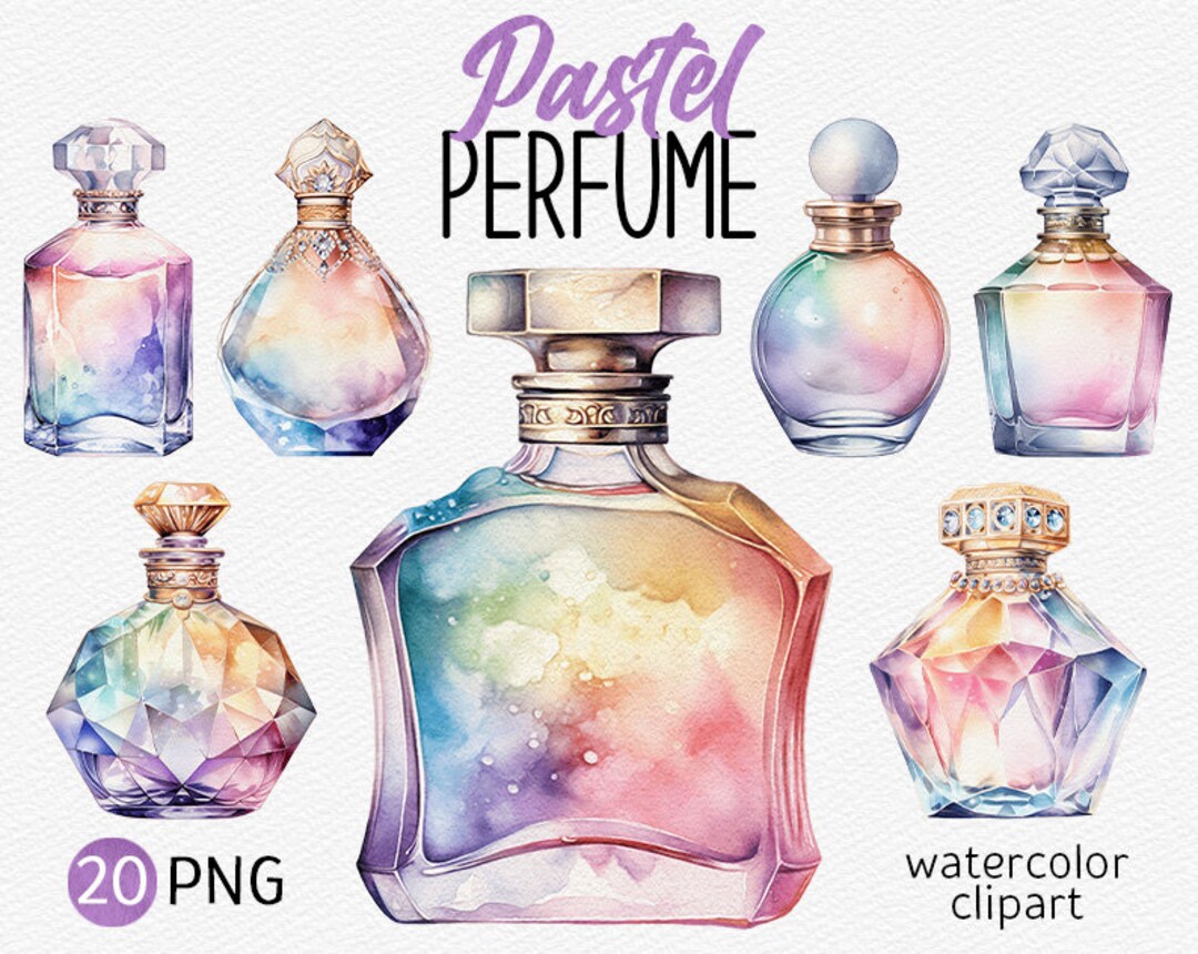 Watercolor Perfume Bottles Clipart Pastel Perfume PNG Bundle Fashion ...