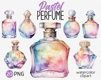 Watercolor Perfume Bottles Clipart Pastel Perfume PNG Bundle Fashion Clip Art Beauty Illustration Makeup Instant Download Commercial use
