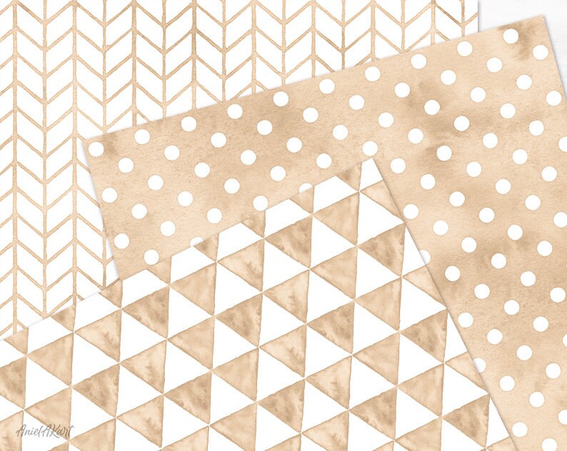Beige Geometric Pattern Watercolor Seamless Digital Paper Pack ...