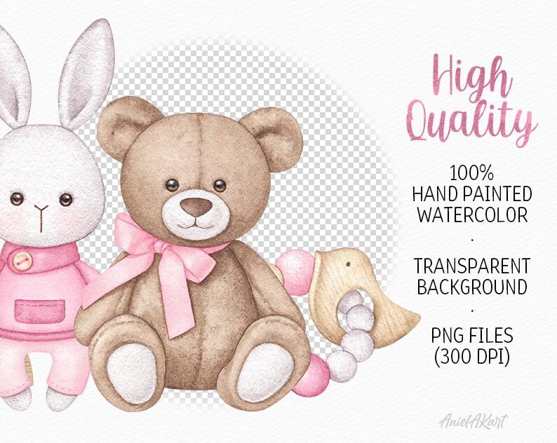 Baby Girl Watercolor Clipart Boho Nursery PNG Pink Baby Shower Clipart ...