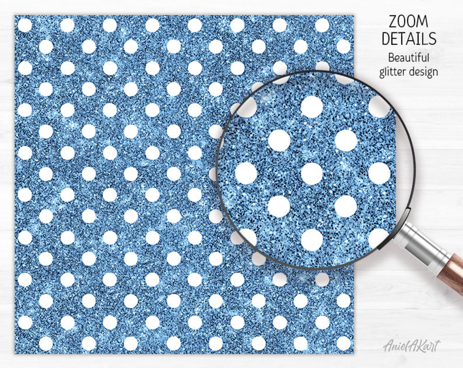 Blue and Silver Glitter Digital Paper Pack Sparkle Seamless Pattern ...