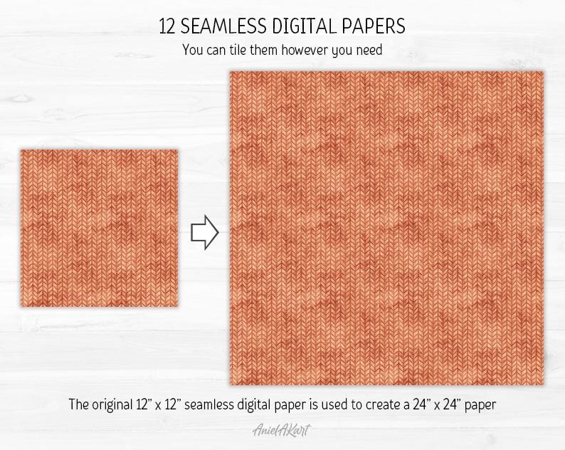 Boho Sweater Digital Paper Pack Neutral Earthy Boho Seamless Pattern ...