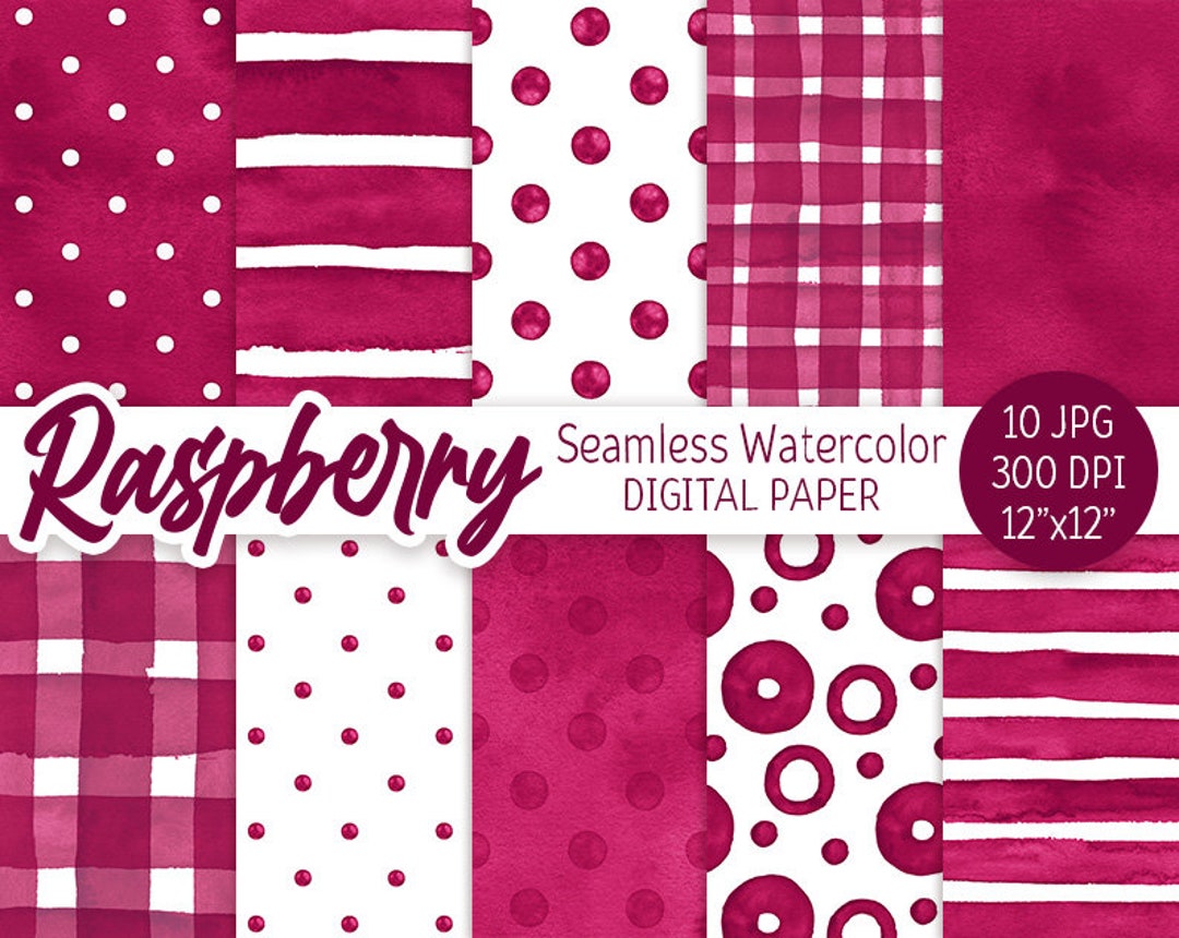 Raspberry Patterned Paper Raspberry Seamless Pattern Watercolor Pink Polka Dot Digital Paper Pack ...