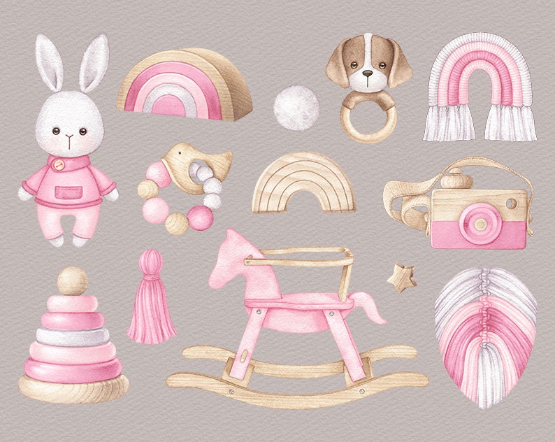 Watercolor Baby Girl Clipart Pink Baby Shower PNG Blush Newborn Clipart ...