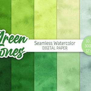 Verde aquarela fundo verde ombre pacote de papel digital padrão sem costura tons verdes texturas clipart para impressão scrapbooking design de papel