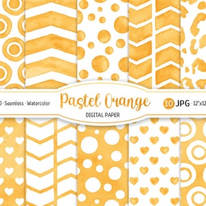 Pacchetto di carta digitale arancione pastello Carta da scrapbooking stampabile per matrimonio ad acquerello Baby Shower Sfondo della scuola materna Leopard Animal Print Chevron