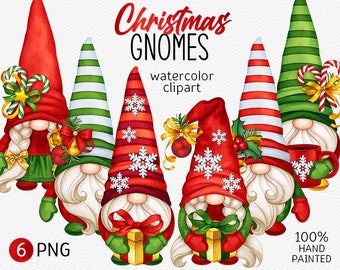 Christmas gnomes PNG clipart Christmas clipart Cute gnomes Hand drawn watercolor clipart Nordic Gnomes Instant download Commercial use