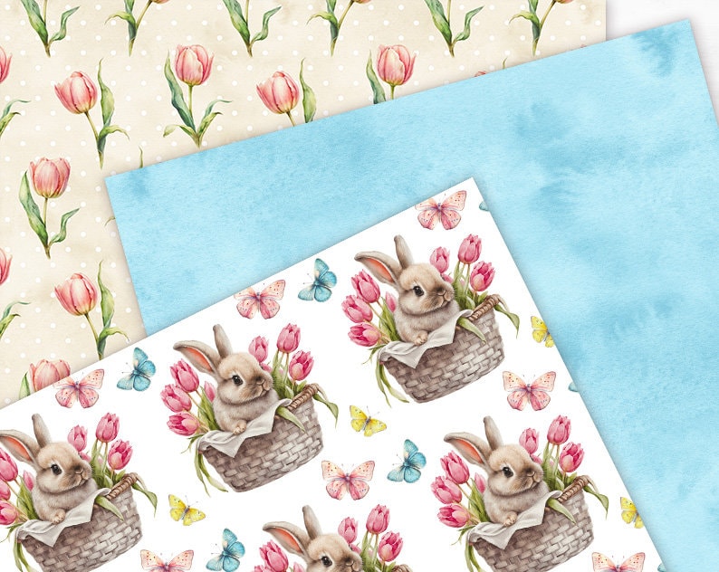 Spring Floral Digital Paper Pack Watercolor Easter Seamless - Etsy