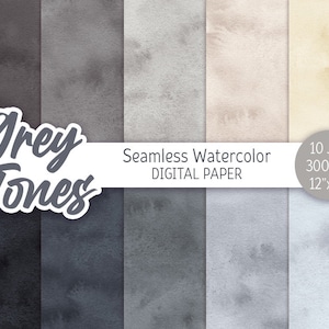 Grigio Acquerello Sfondo Grigio Toni Digitali Carta Pack Seamless Pattern Grigio Sfumature Texture Clipart Stampabile Scrapbooking Carta Design