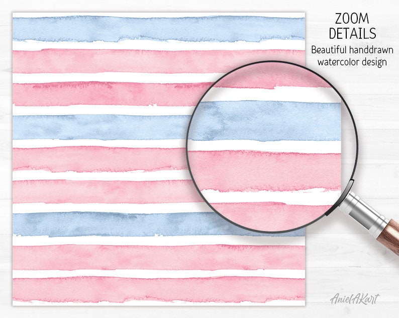 Blush Pink and Blue Seamless Pattern Watercolor Polka Dot Digital Paper ...