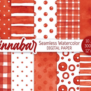 Rojo Patrón sin costuras Acuarela LunarEspa de papel digital Paquete de papel Scrapbooking imprimible Papel Acuarela Rayas Textura de San Valentín 12x12 JPEG