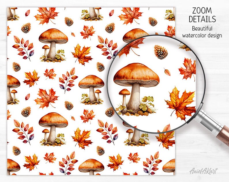 Autumn Digital Paper Pack Cozy Fall Seamless Pattern Watercolor ...