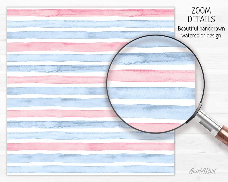 Blush Pink and Blue Seamless Pattern Watercolor Polka Dot Digital Paper ...