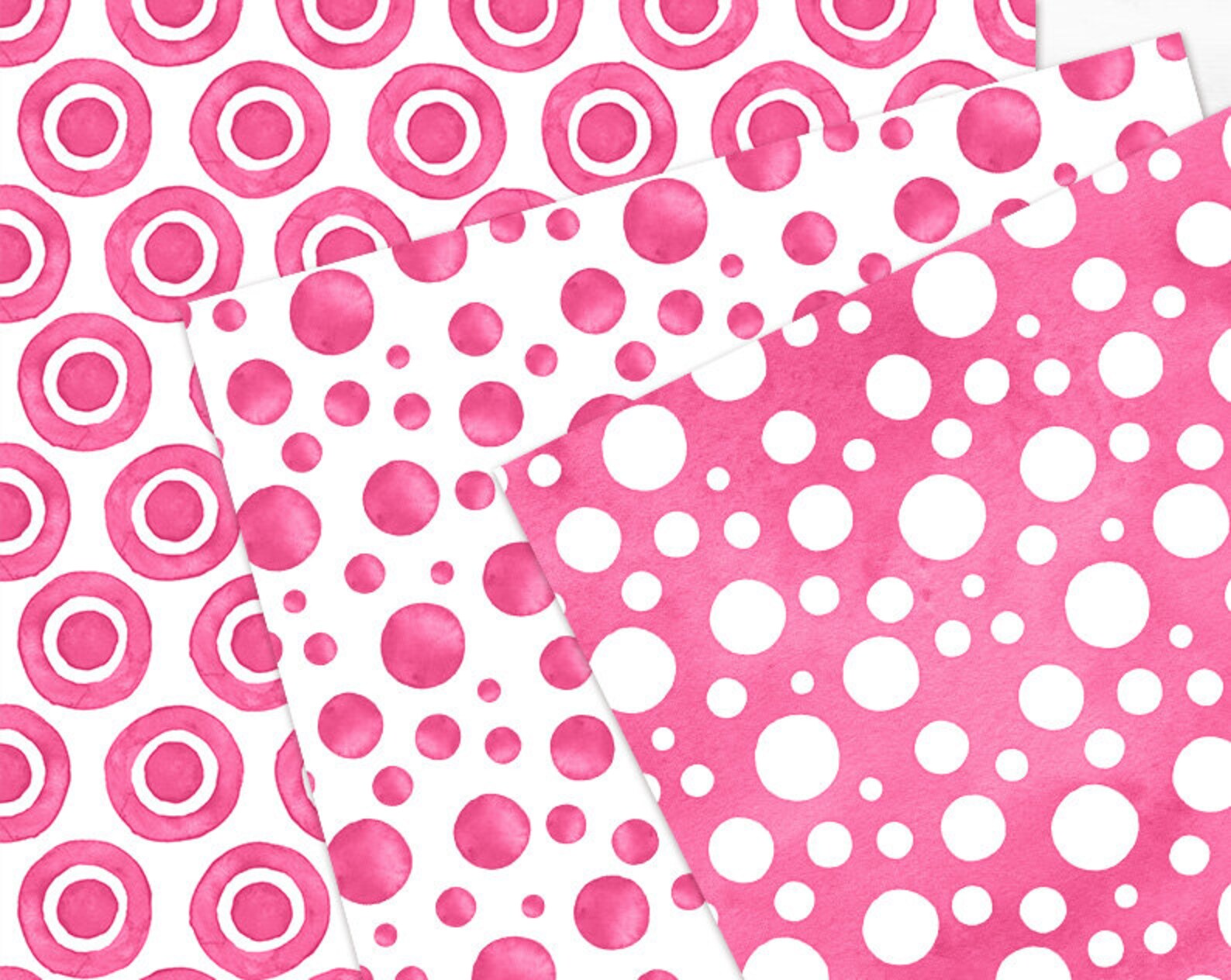 French Pink Digital Paper Pack Watercolor Confetti Seamless Pattern ...