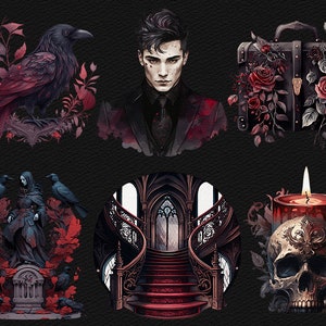Watercolor Darkest Academia Clipart Pack Dark Academia PNG Gothic ...
