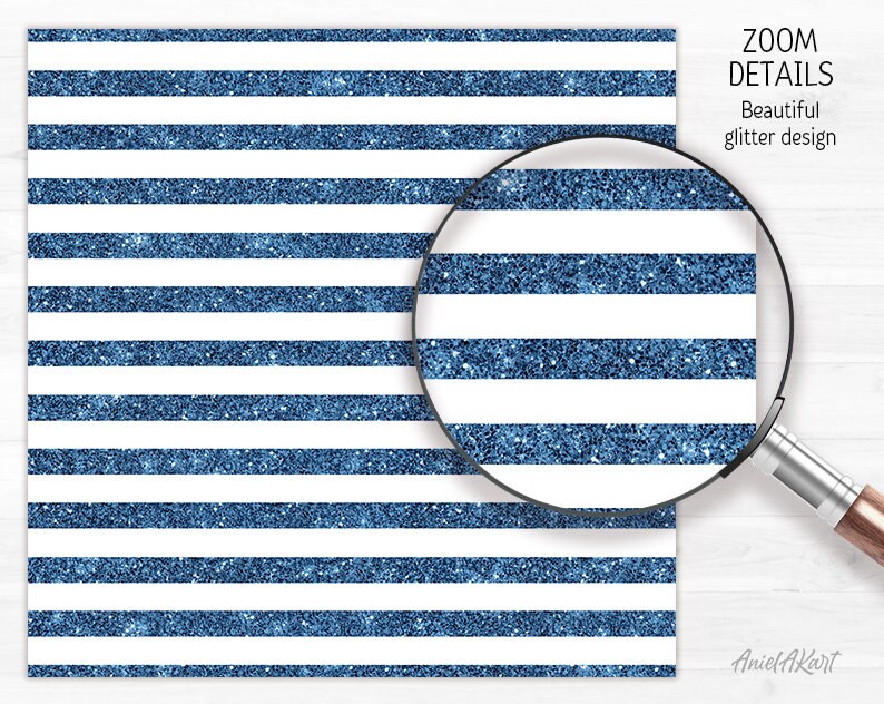Blue and Silver Glitter Digital Paper Pack Sparkle Seamless Pattern ...